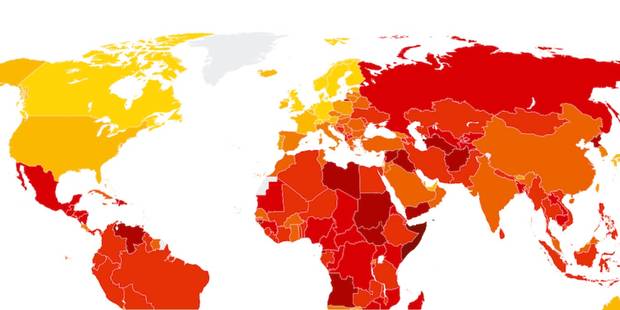 La Carte Des Pays Les Plus Corrompus Dans Le Monde La Libre